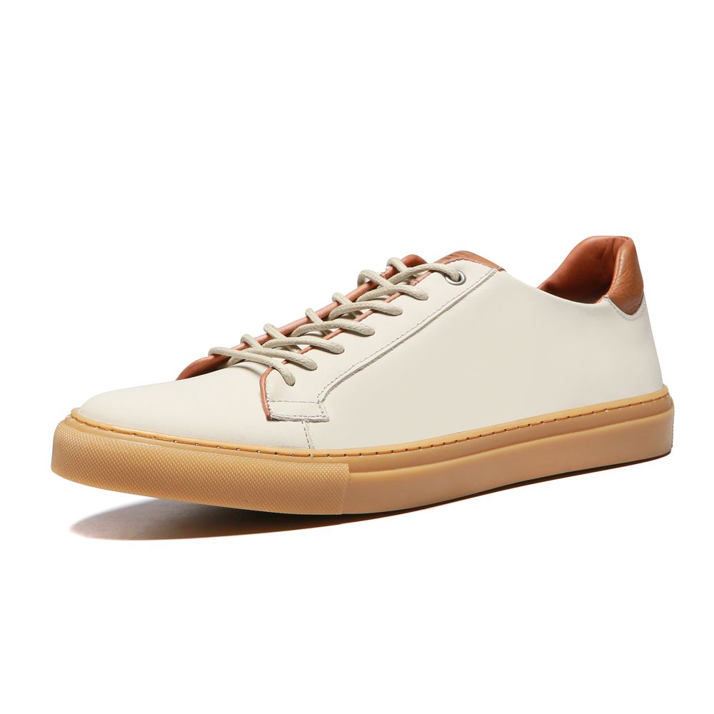 Tênis Casual Masculino De Couro Legitimo Comfort Shoes - 4033 Branco