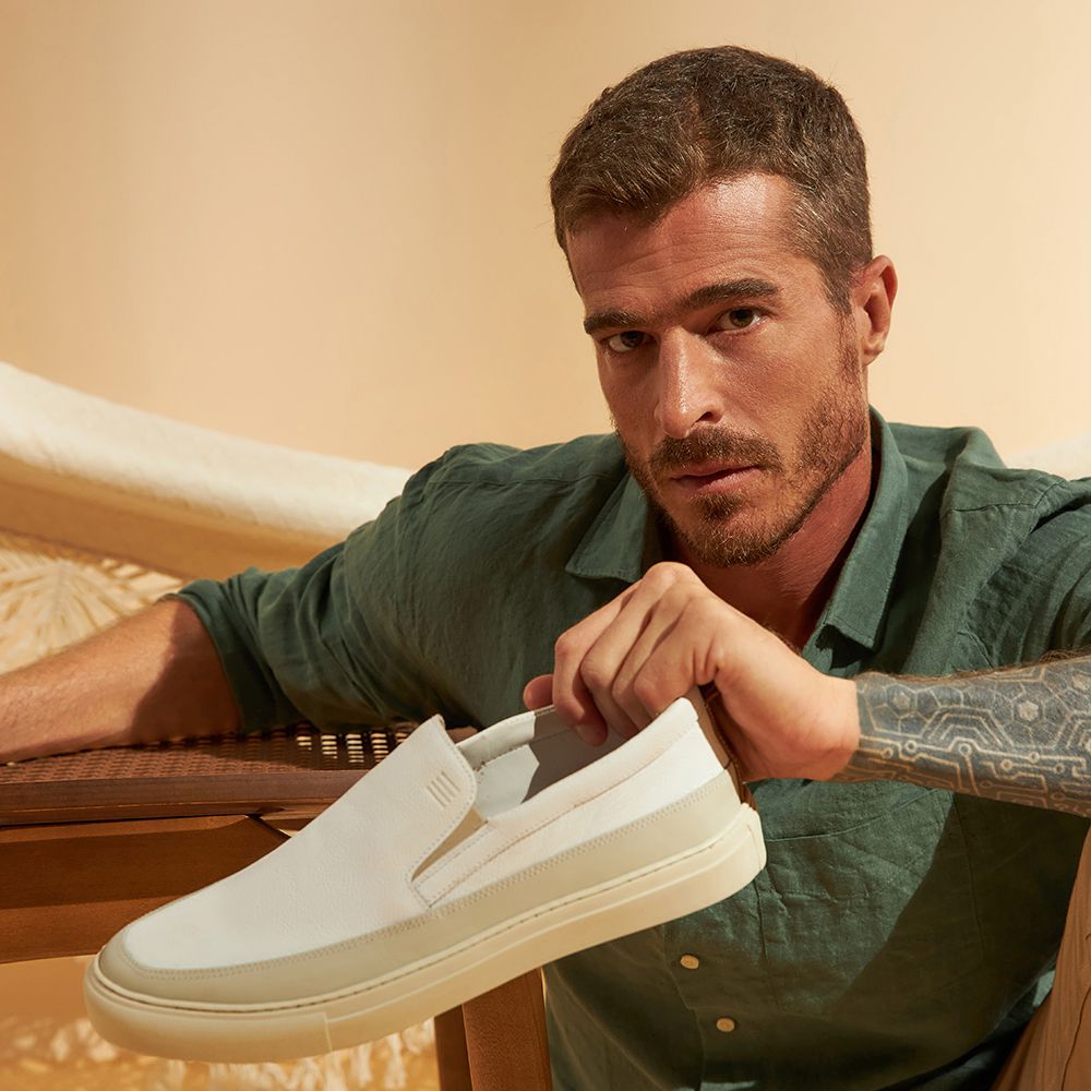 Slip on couro branco masculino new arrivals