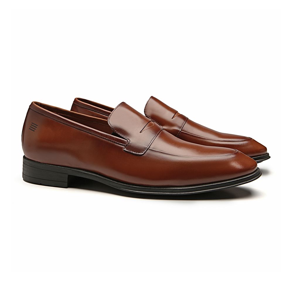 SAPATO LOAFER MASCULINO SOCIAL EM COURO MARROM COM CONFORTO