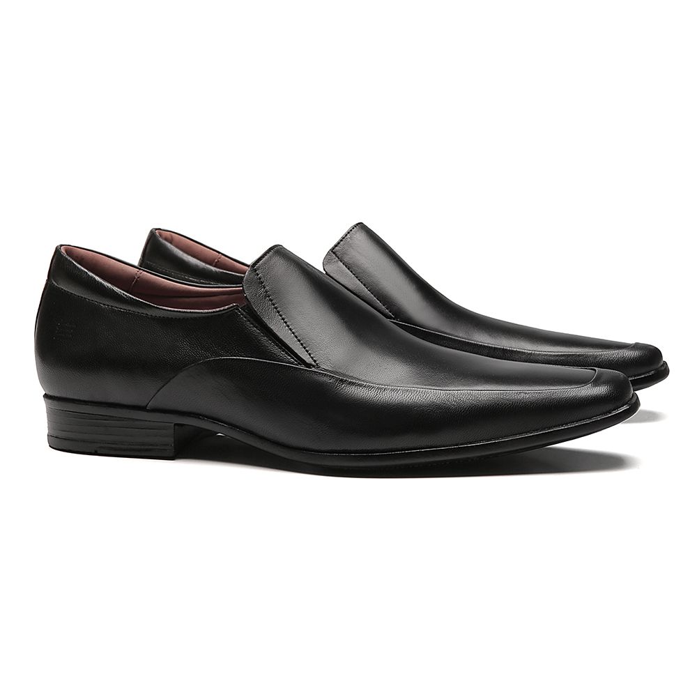 SAPATO MOCASSIM MASCULINO SOCIAL EM COURO PRETO COM CONFORTO