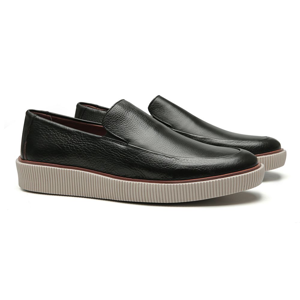 MOCASSIM MASCULINO CASUAL EM COURO PRETO