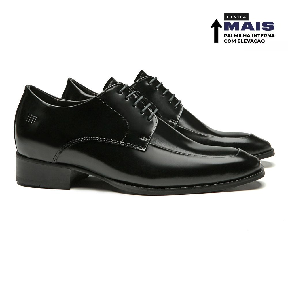 SAPATO DERBY MASCULINO SOCIAL EM COURO PRETO
