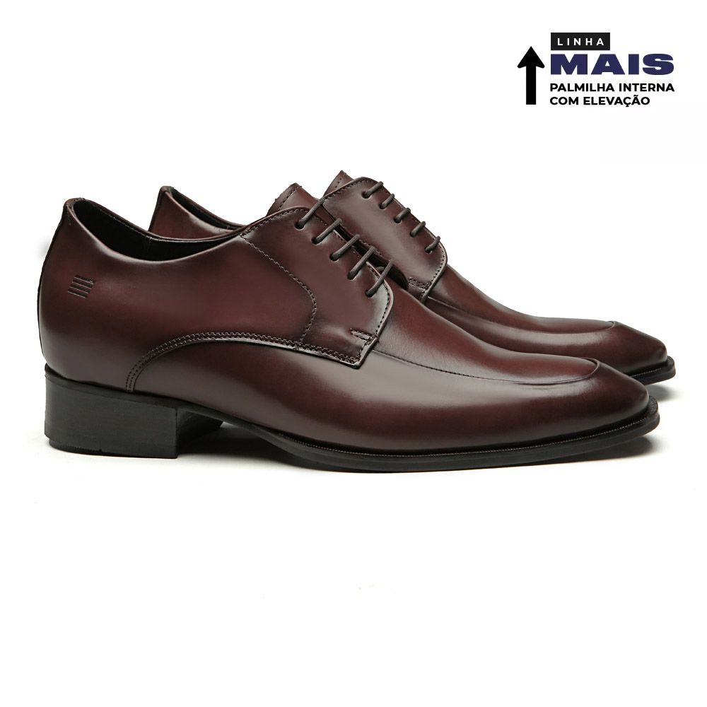 SAPATO DERBY MASCULINO SOCIAL EM COURO MARROM