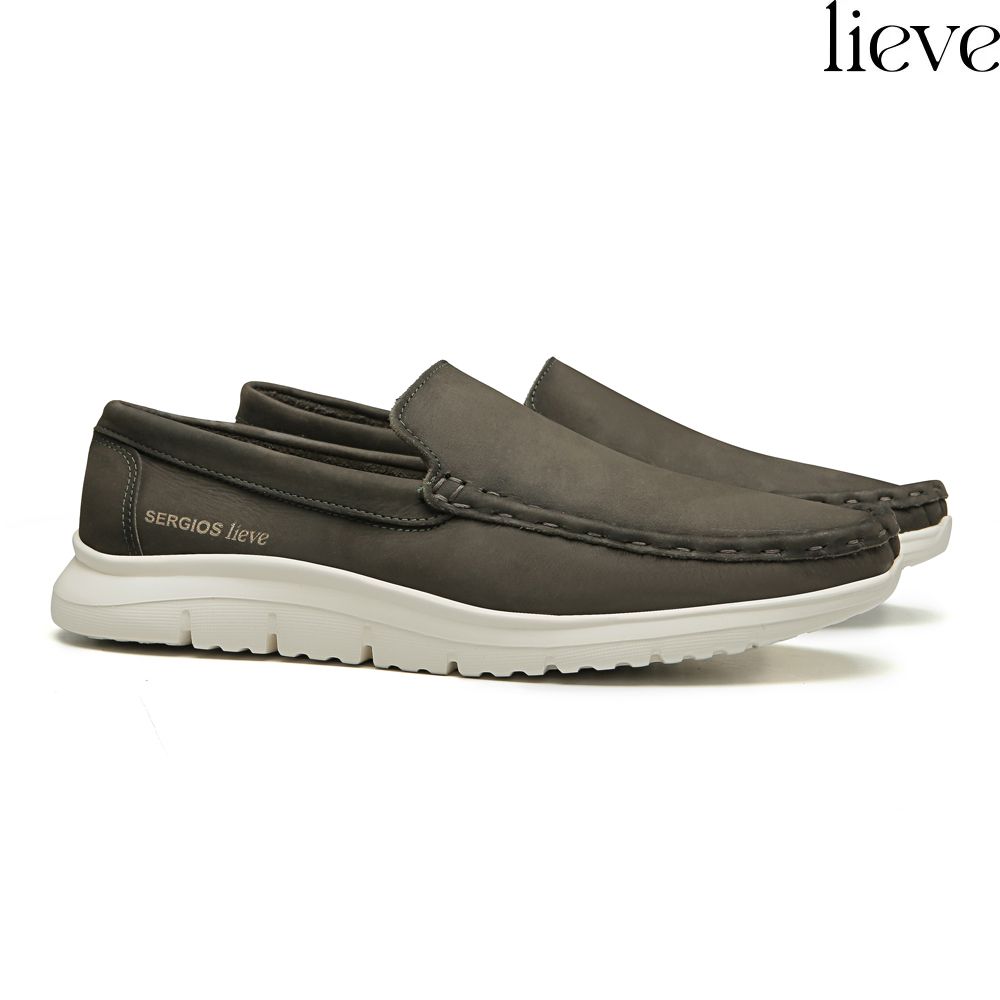 SAPATO MOCASSIM MASCULINO CASUAL EM COURO CINZA