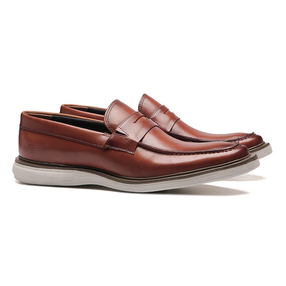 SAPATO MOCASSIM MASCULINO CASUAL EM COURO MARROM