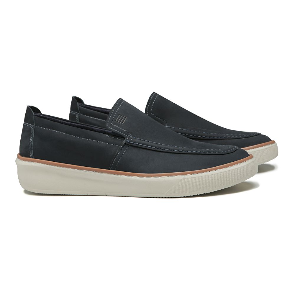 SAPATO MOCASSIM MASCULINO CASUAL EM COURO AZUL