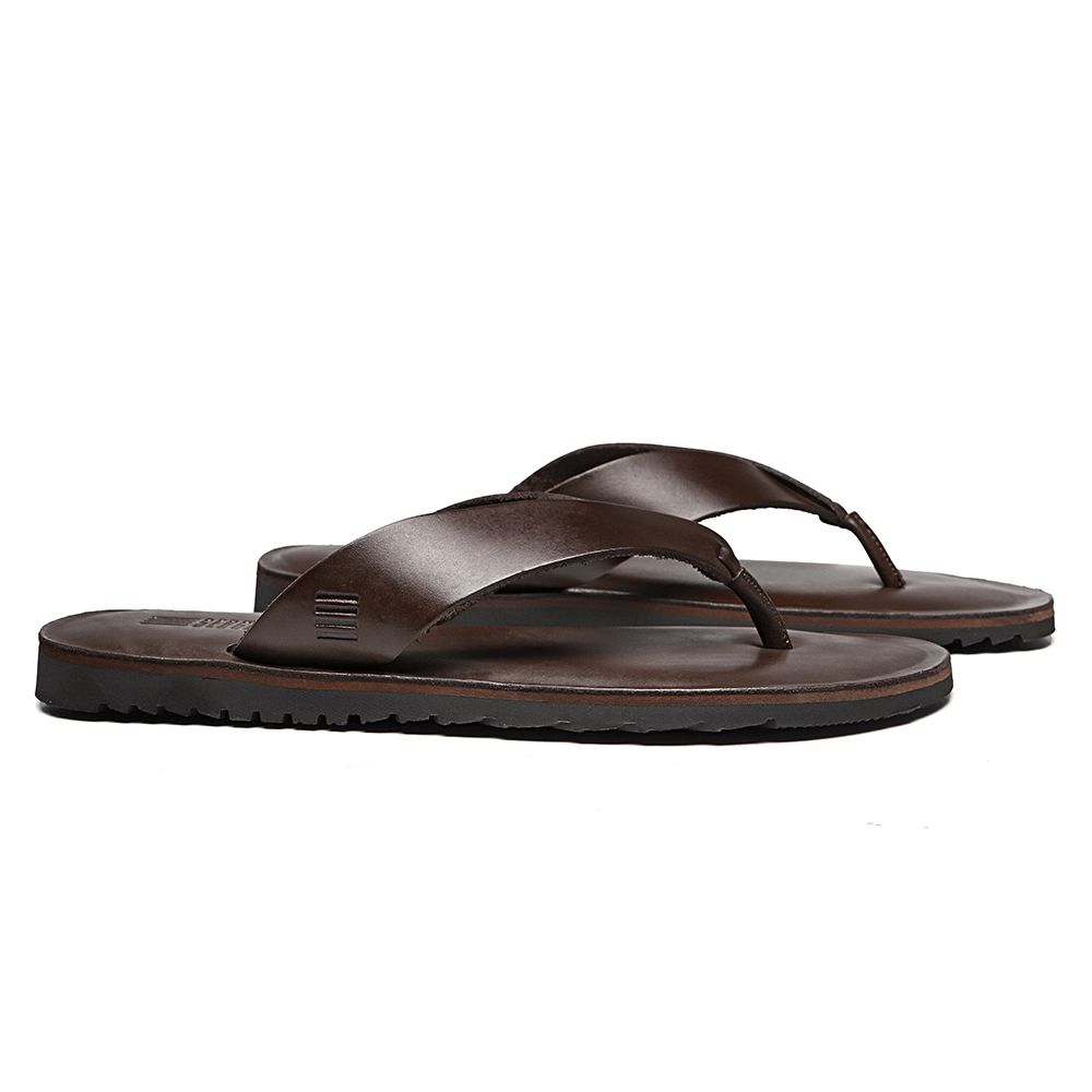 CHINELO MASCULINO CASUAL EM COURO MARROM