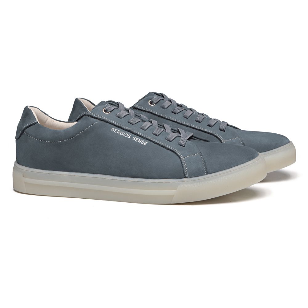 TÊNIS MASCULINO CASUAL EM COURO AZUL COM CONFORTO
