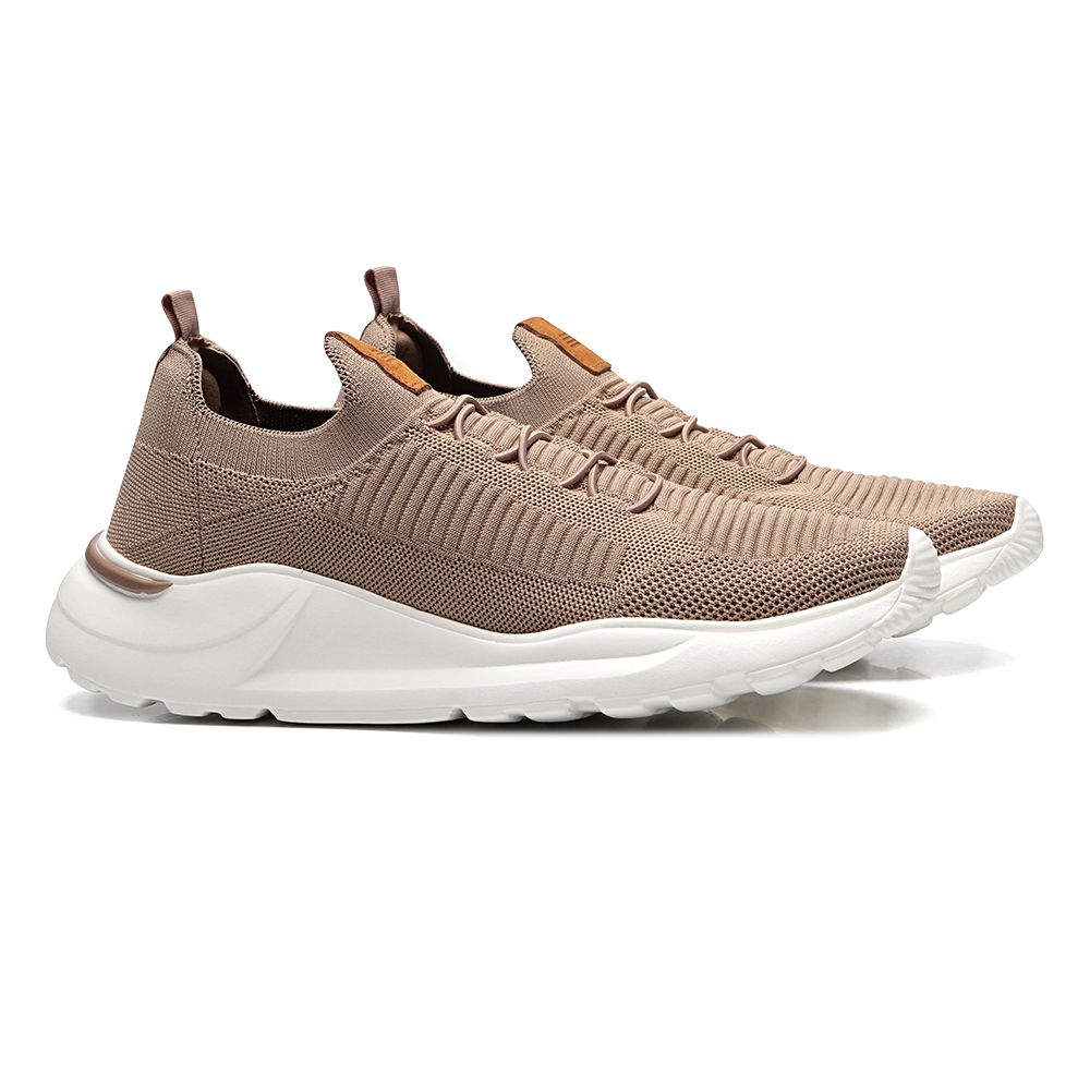 TÊNIS MASCULINO CASUAL EM TECIDO KNIT MARROM