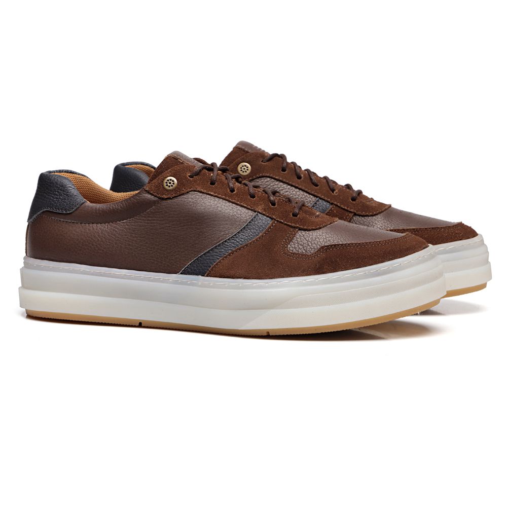 TÊNIS MASCULINO CASUAL EM COURO MARROM 