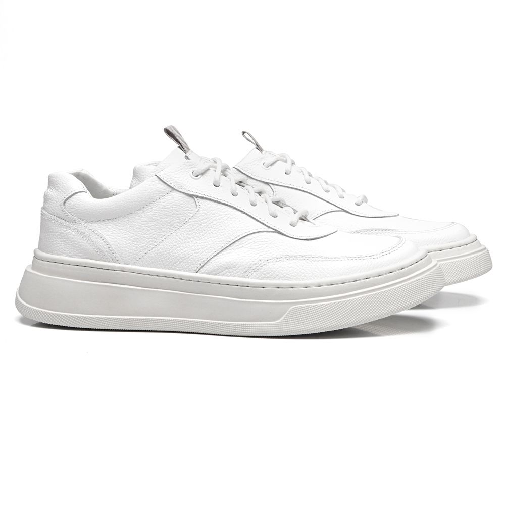 TÊNIS MASCULINO CASUAL EM COURO BRANCO