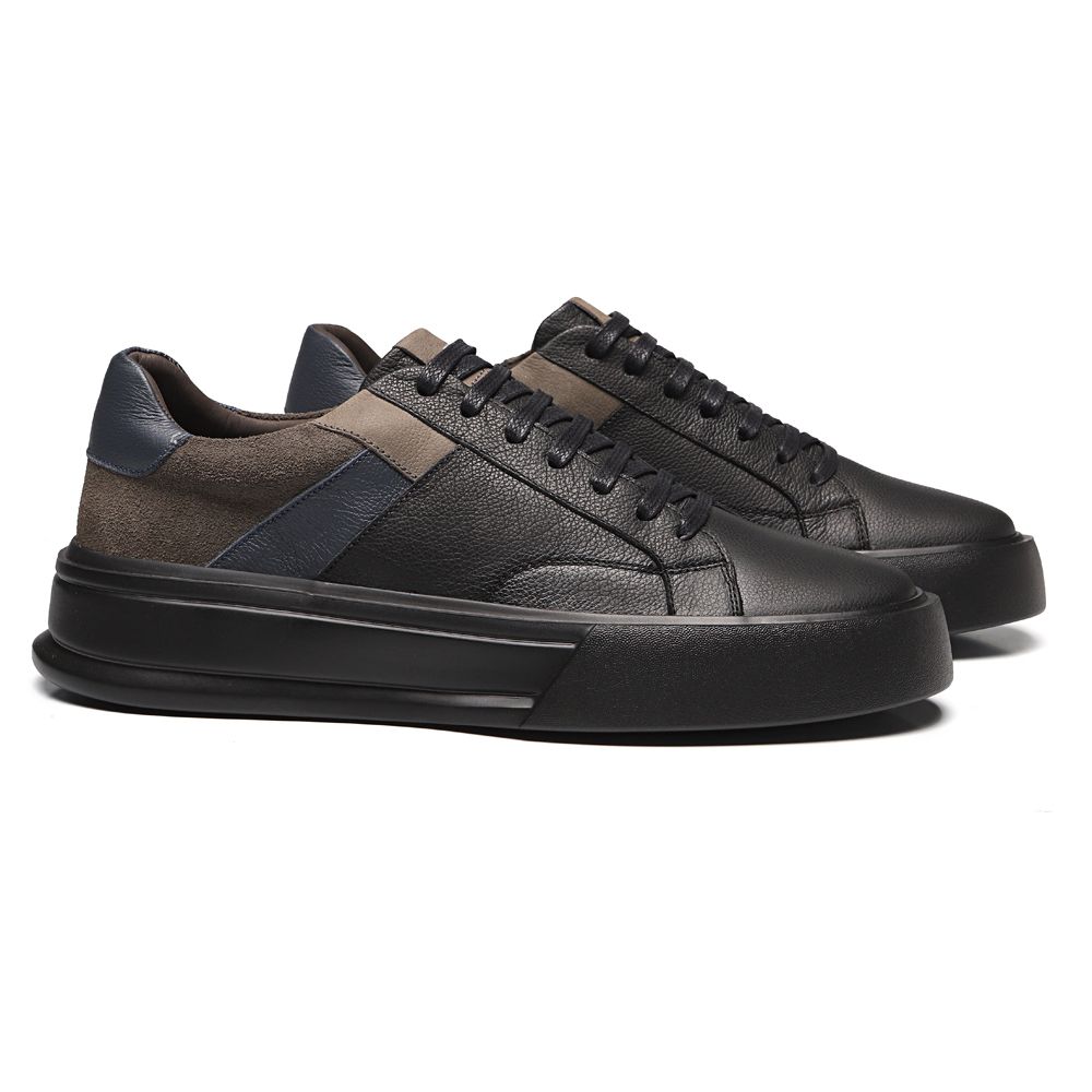 TÊNIS MASCULINO CASUAL EM COURO PRETO