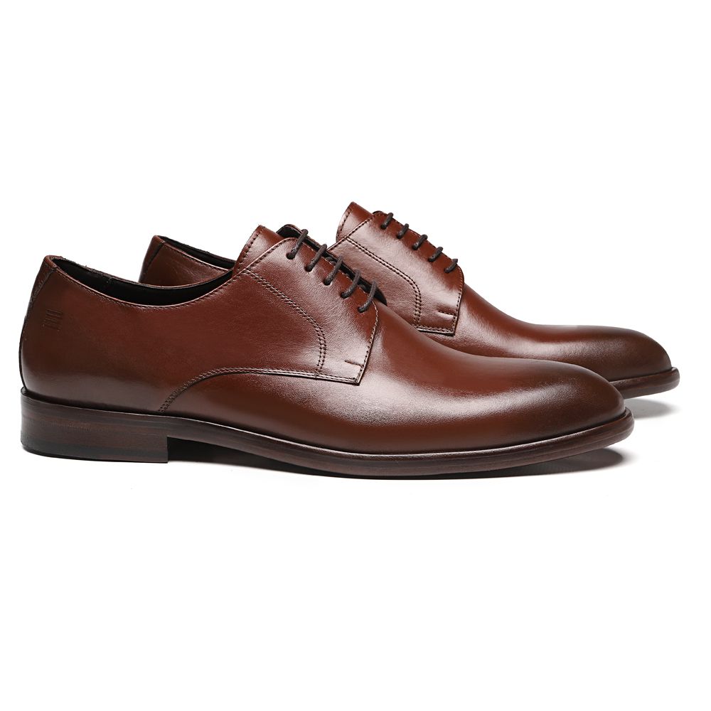  SAPATO DERBY MASCULINO SOCIAL EM COURO MARROM