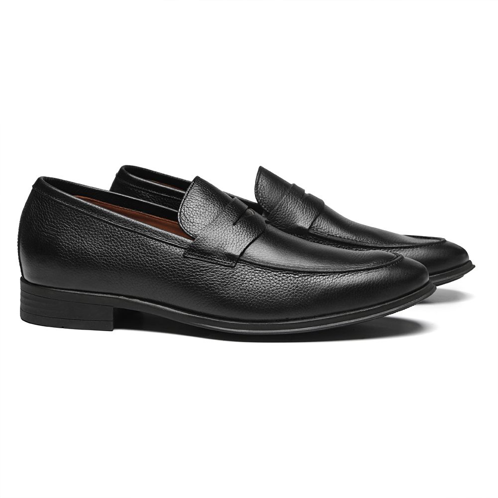  SAPATO LOAFER MASCULINO SOCIAL EM COURO PRETO COM CONFORTO
