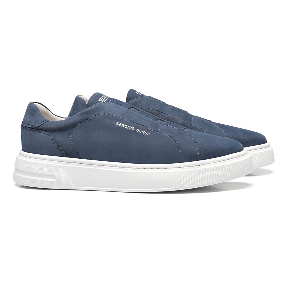 TÊNIS LORENZO MASCULINO CASUAL EM COURO AZUL COM CONFORTO