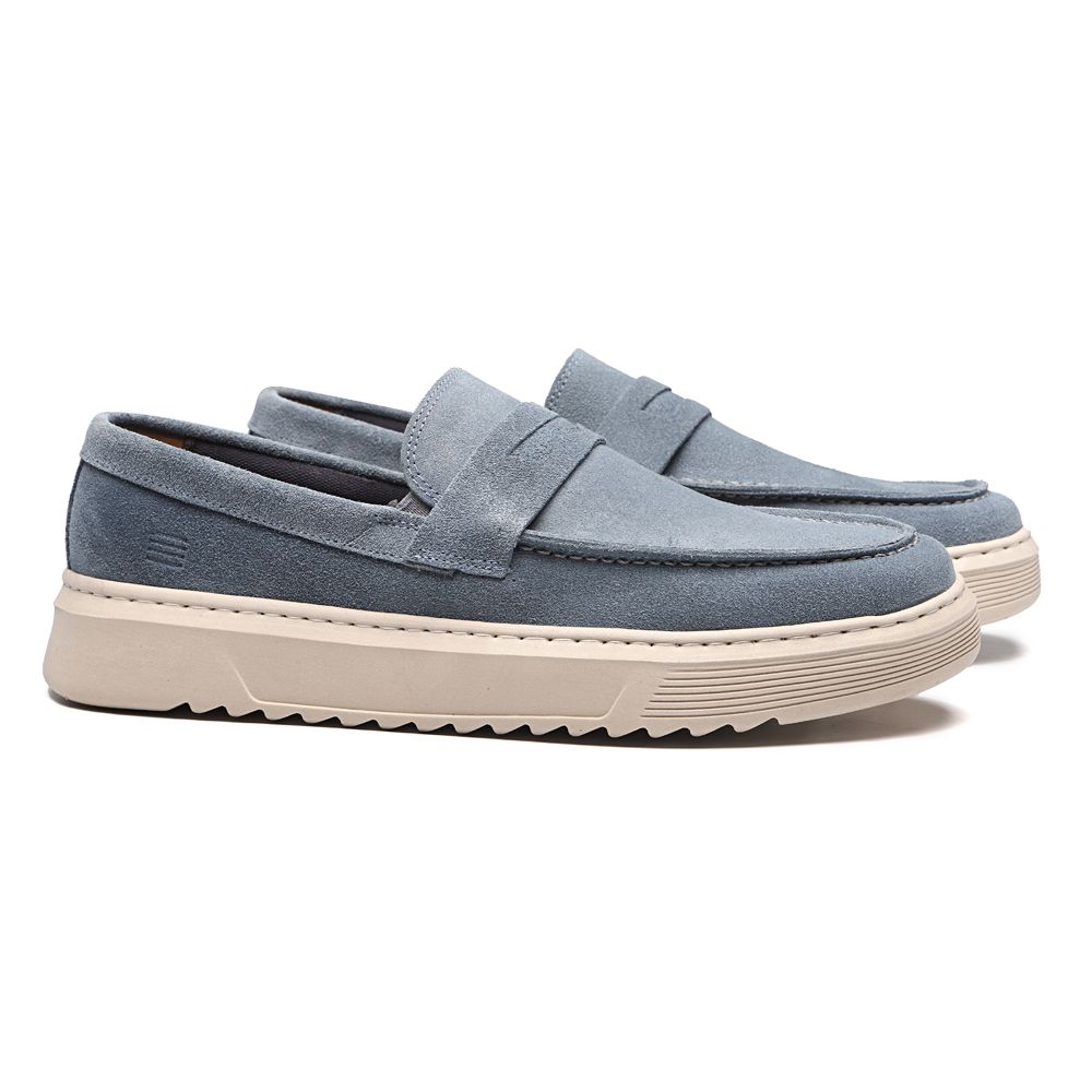 SAPATO MOCASSIM MASCULINO CASUAL EM COURO AZUL