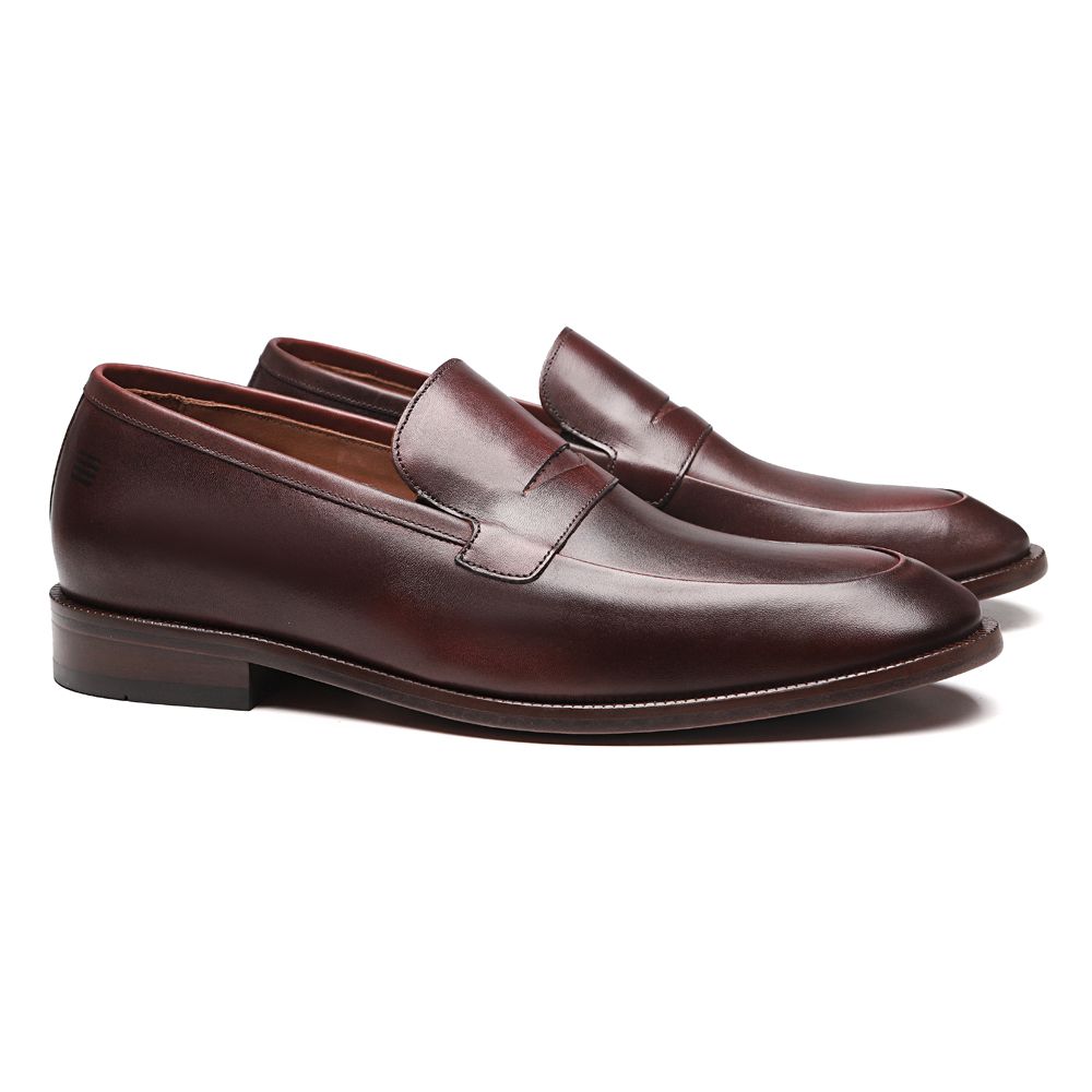  SAPATO LOAFER MASCULINO SOCIAL EM COURO MARROM COM CONFORTO