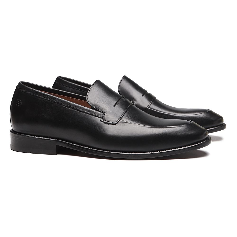  SAPATO LOAFER MASCULINO SOCIAL EM COURO PRETO COM CONFORTO