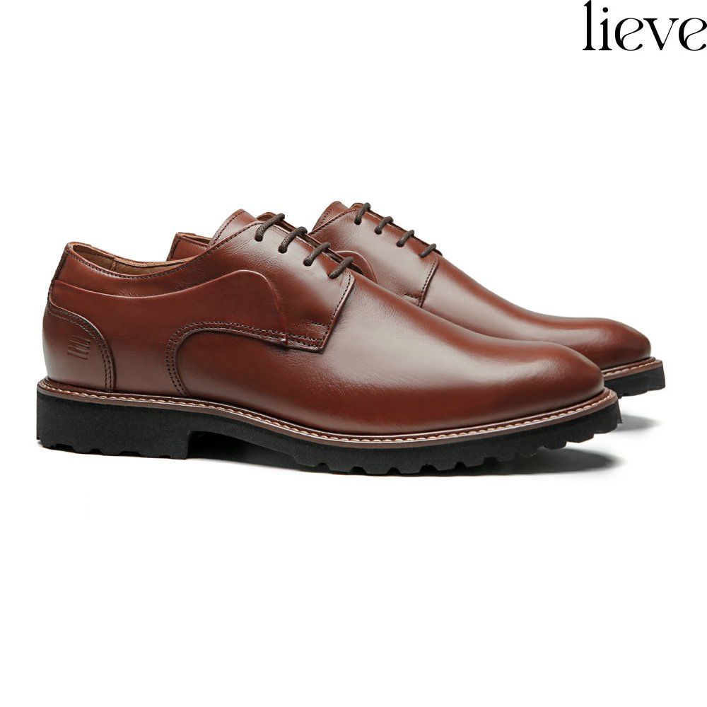SAPATO DERBY MASCULINO CASUAL EM COURO MARROM