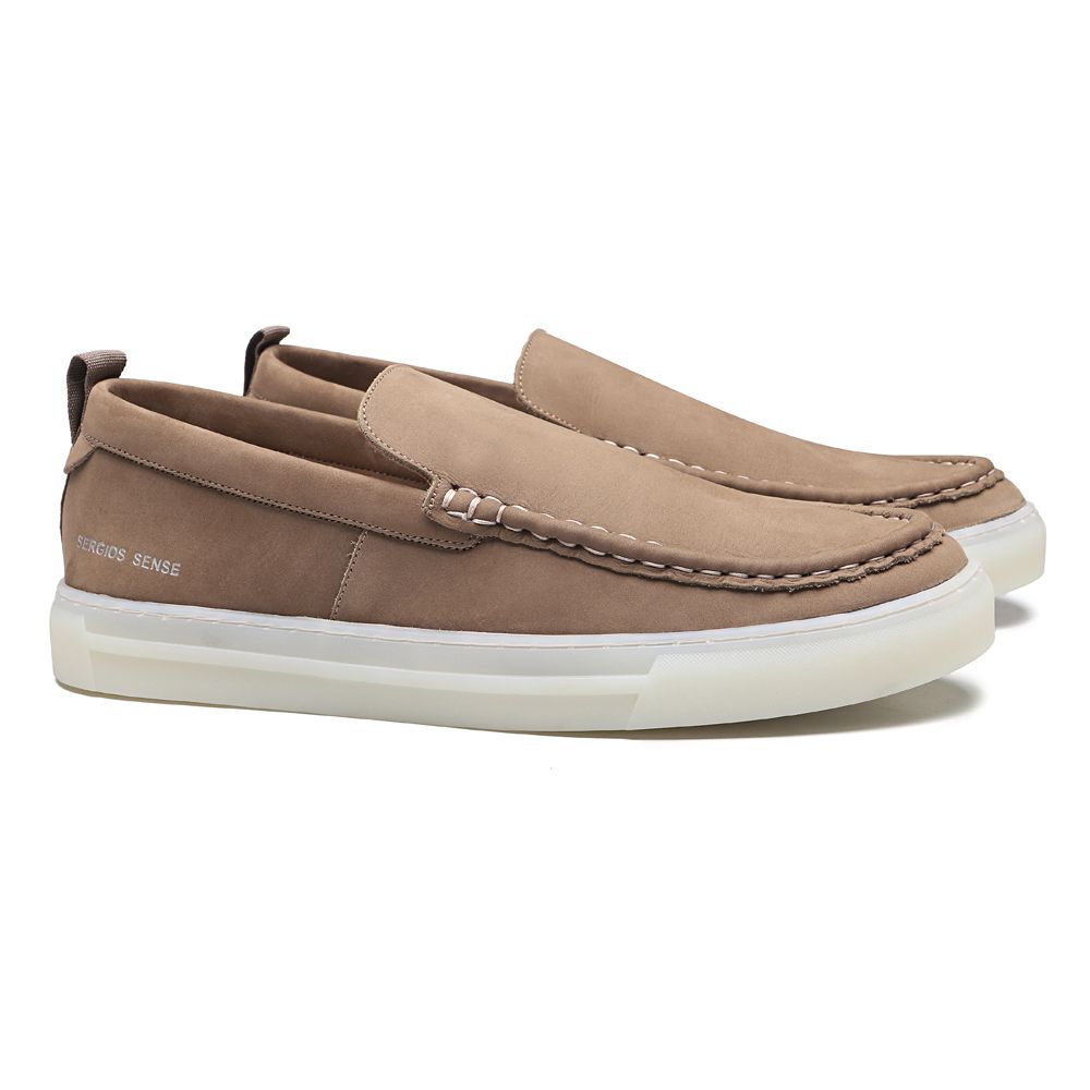  SAPATO MOCASSIM MASCULINO CASUAL EM COURO MARROM COM CONFORTO