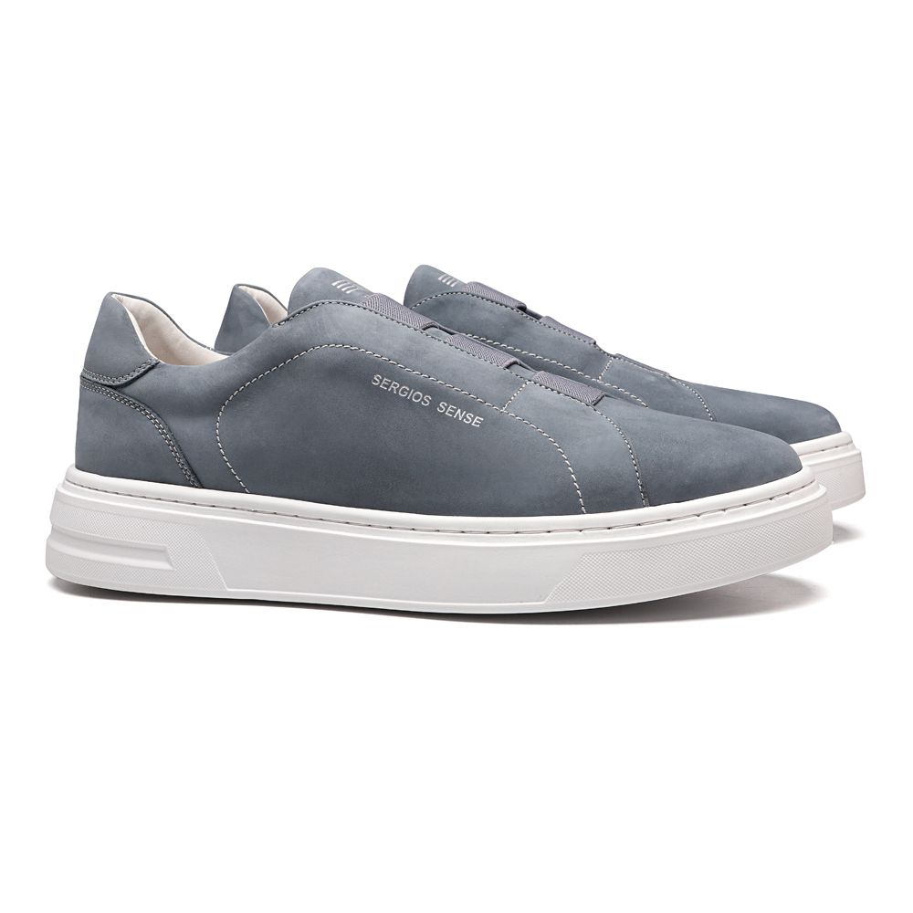 TÊNIS MASCULINO CASUAL EM COURO AZUL COM CONFORTO