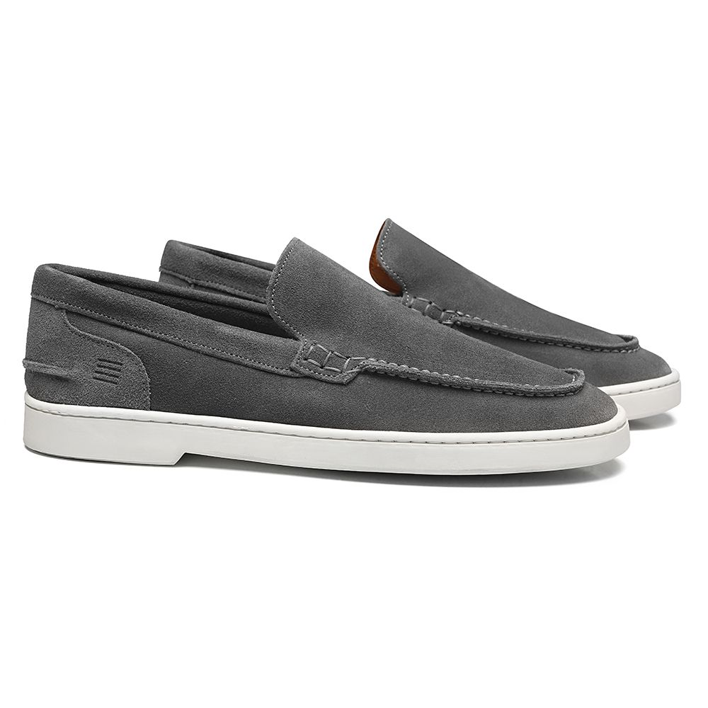 SAPATO MOCASSIM MASCULINO CASUAL EM COURO CINZA