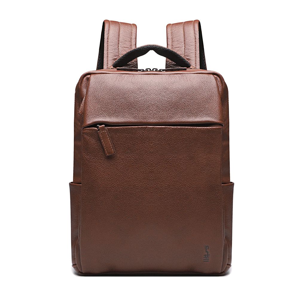 MOCHILA PORTA NOTEBOOK MASCULINA EM COURO MARROM