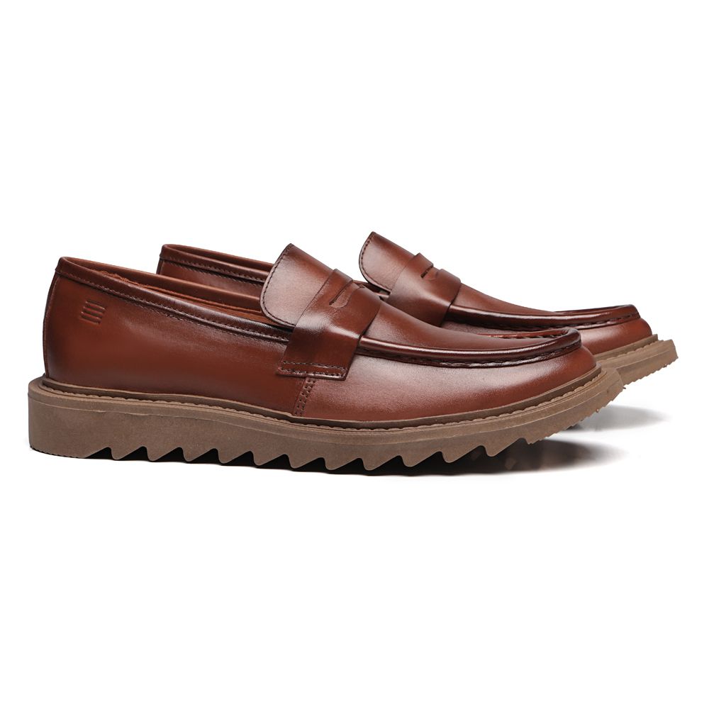 SAPATO LOAFER MASCULINO CASUAL EM COURO MARROM 