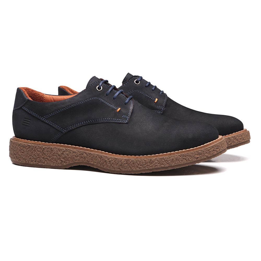 SAPATO DERBY MASCULINO CASUAL EM COURO AZUL