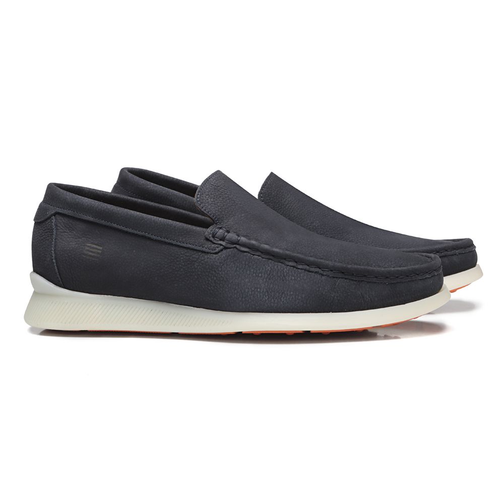 SAPATO VANONI MOCASSIM MASCULINO CASUAL EM COURO AZUL COM CONFORTO