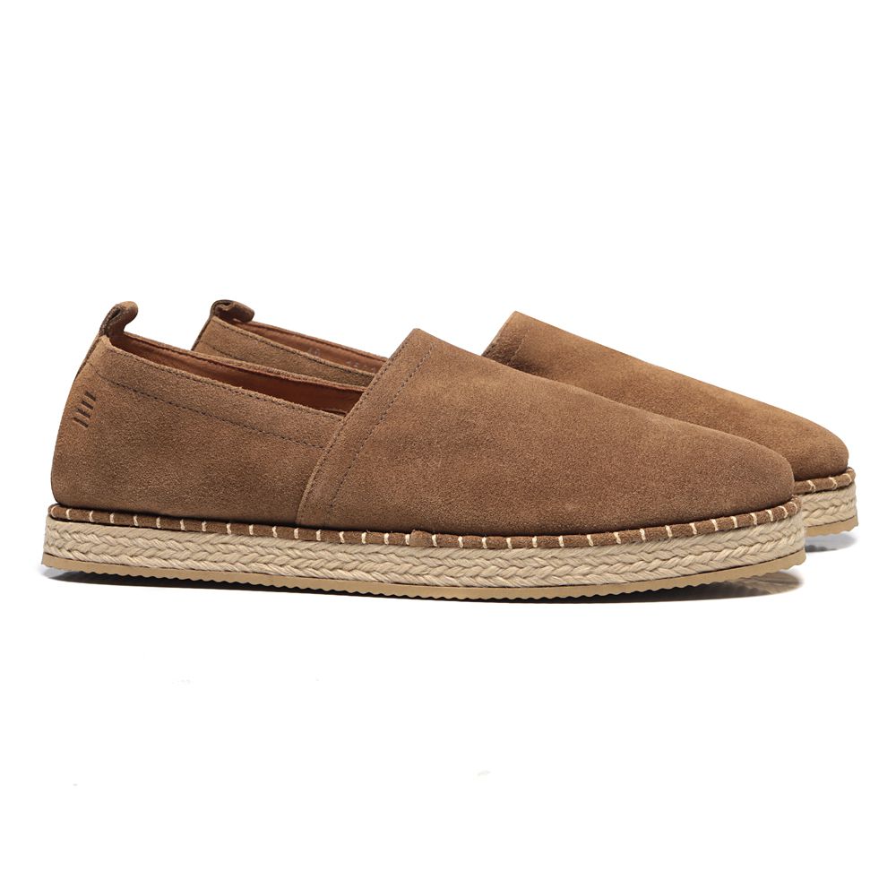 SAPATO MASCULINO ESPADRILLE CASUAL EM COURO MARROM