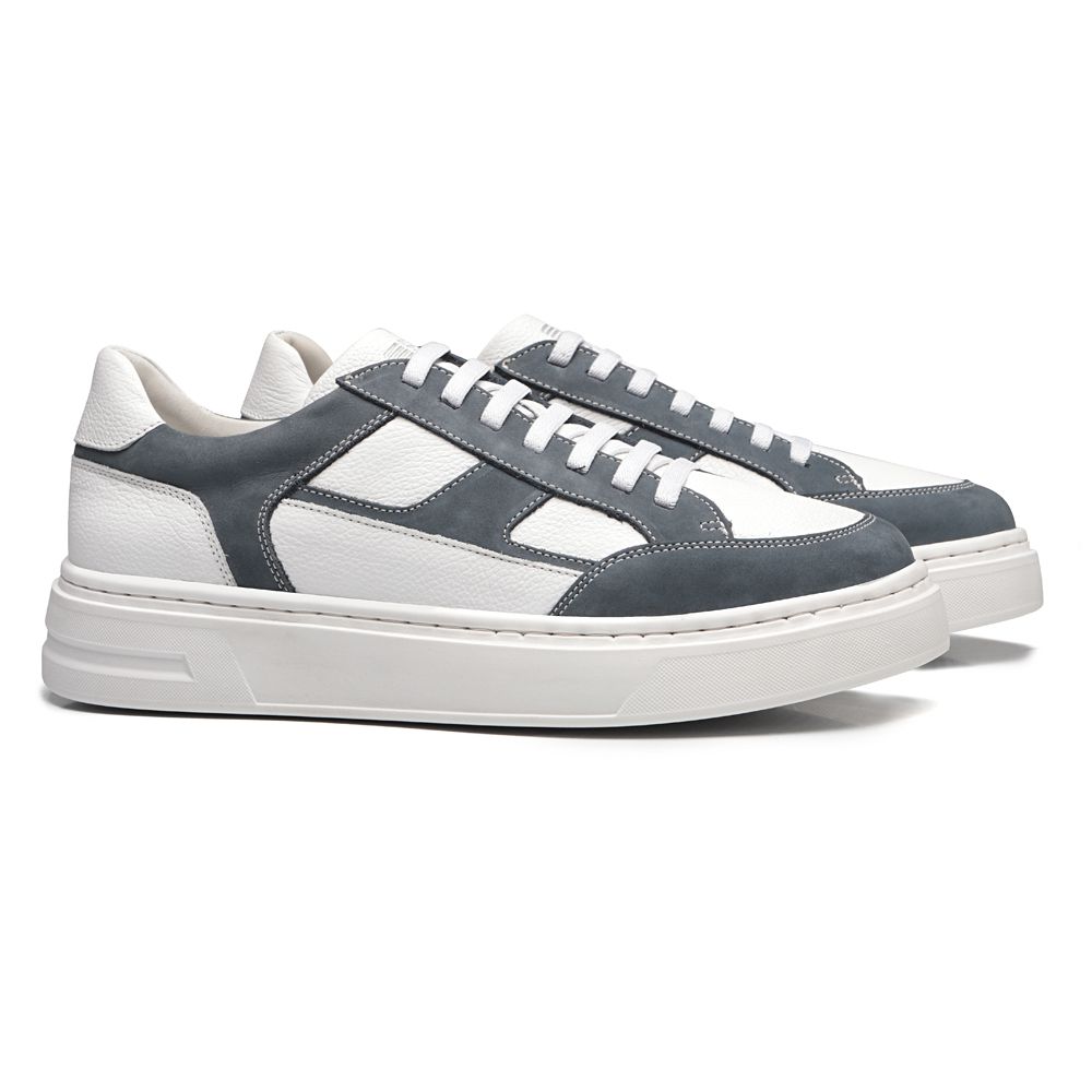 TÊNIS MASCULINO CASUAL EM COURO BRANCO COM CONFORTO