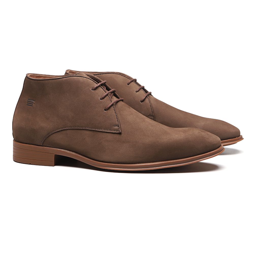  BOTA DERBY MASCULINA CASUAL EM COURO MARROM COM CONFORTO 