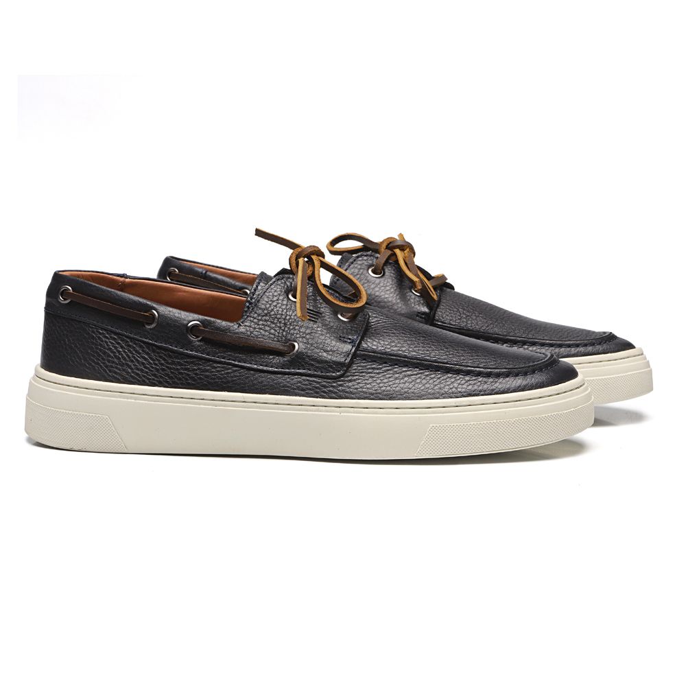 SAPATO DOCKSIDE MASCULINO CASUAL EM COURO AZUL
