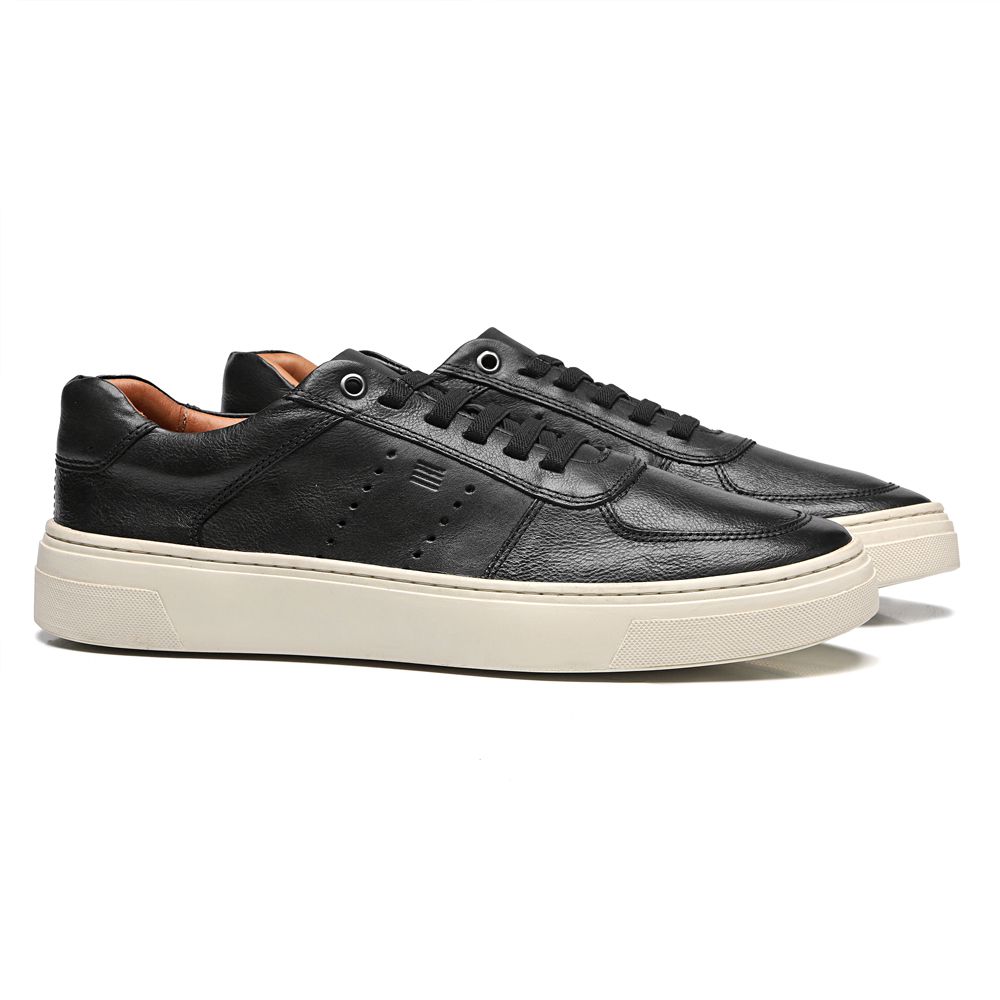 TÊNIS MASCULINO CASUAL EM COURO PRETO