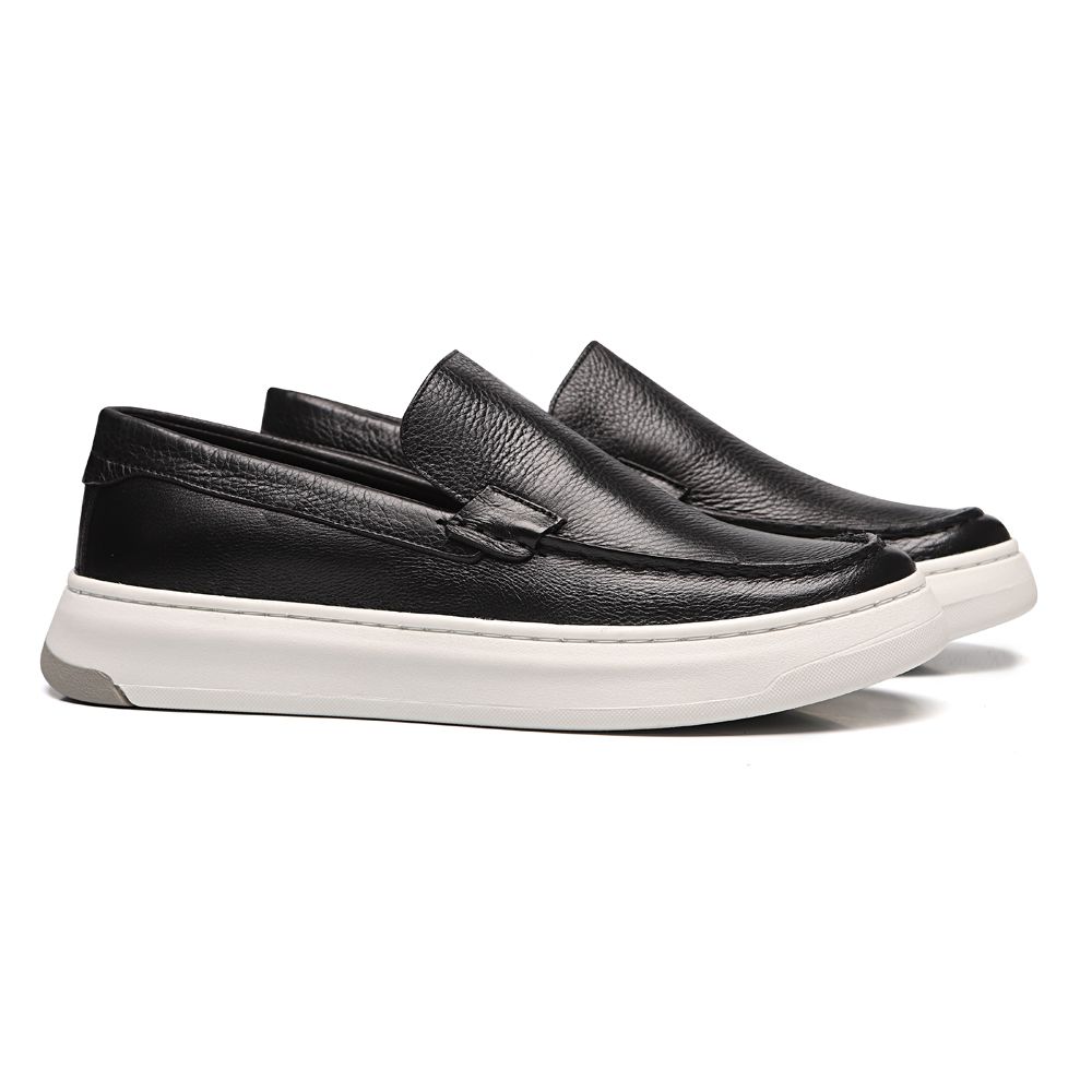 SAPATO MOCASSIM MASCULINO CASUAL EM COURO PRETO