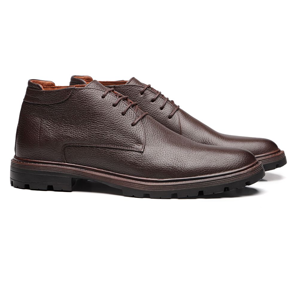 BOTA CHELSEA MASCULINA CASUAL EM COURO MARROM