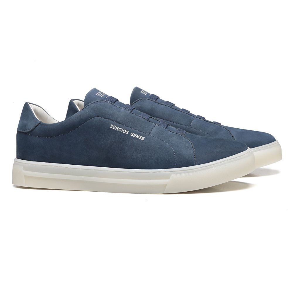 TÊNIS MASCULINO CASUAL EM COURO AZUL COM CONFORTO