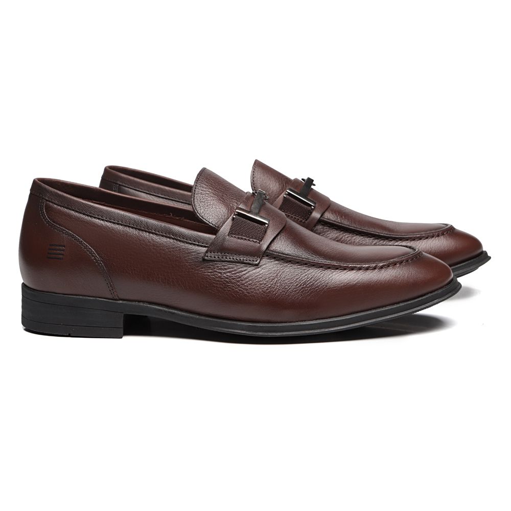 SAPATO LOAFER MASCULINO SOCIAL EM COURO MARROM COM CONFORTO
