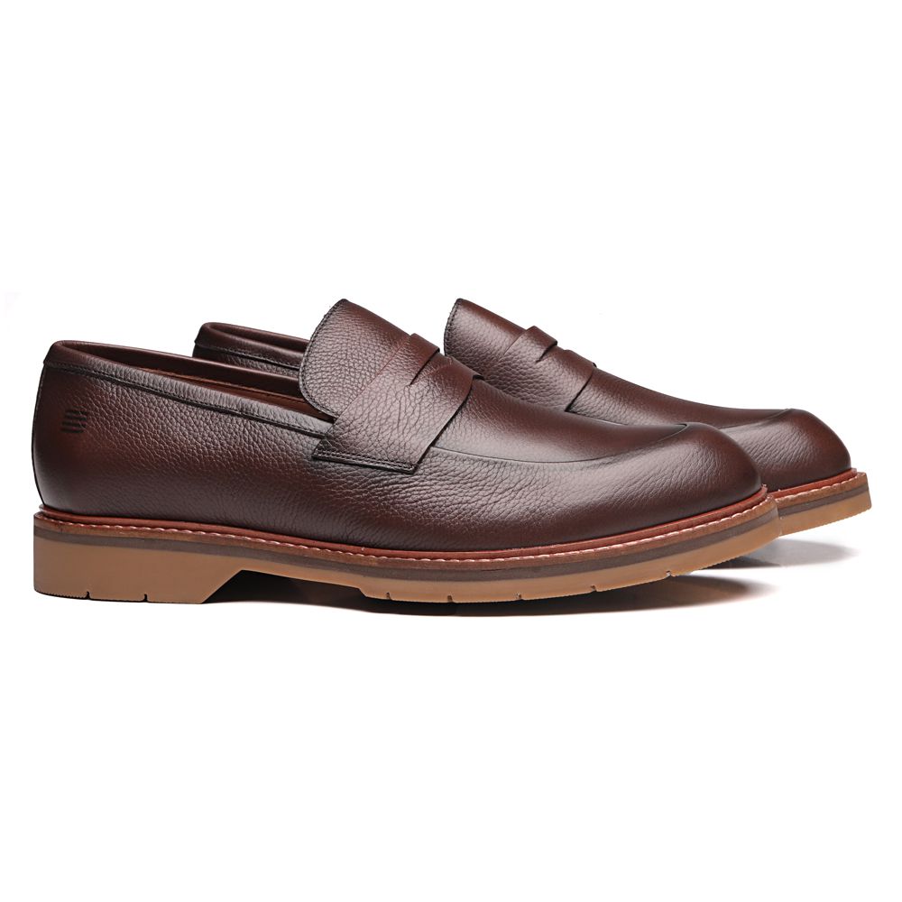 SAPATO MASCULINO LOAFER GIUSEPPE EM COURO MARROM COM CONFORTO