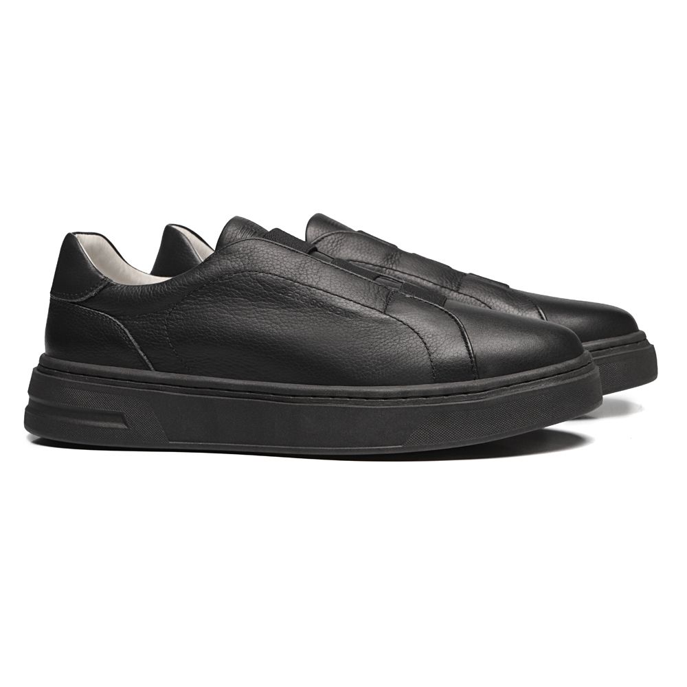 TÊNIS MASCULINO CASUAL EM COURO PRETO COM CONFORTO