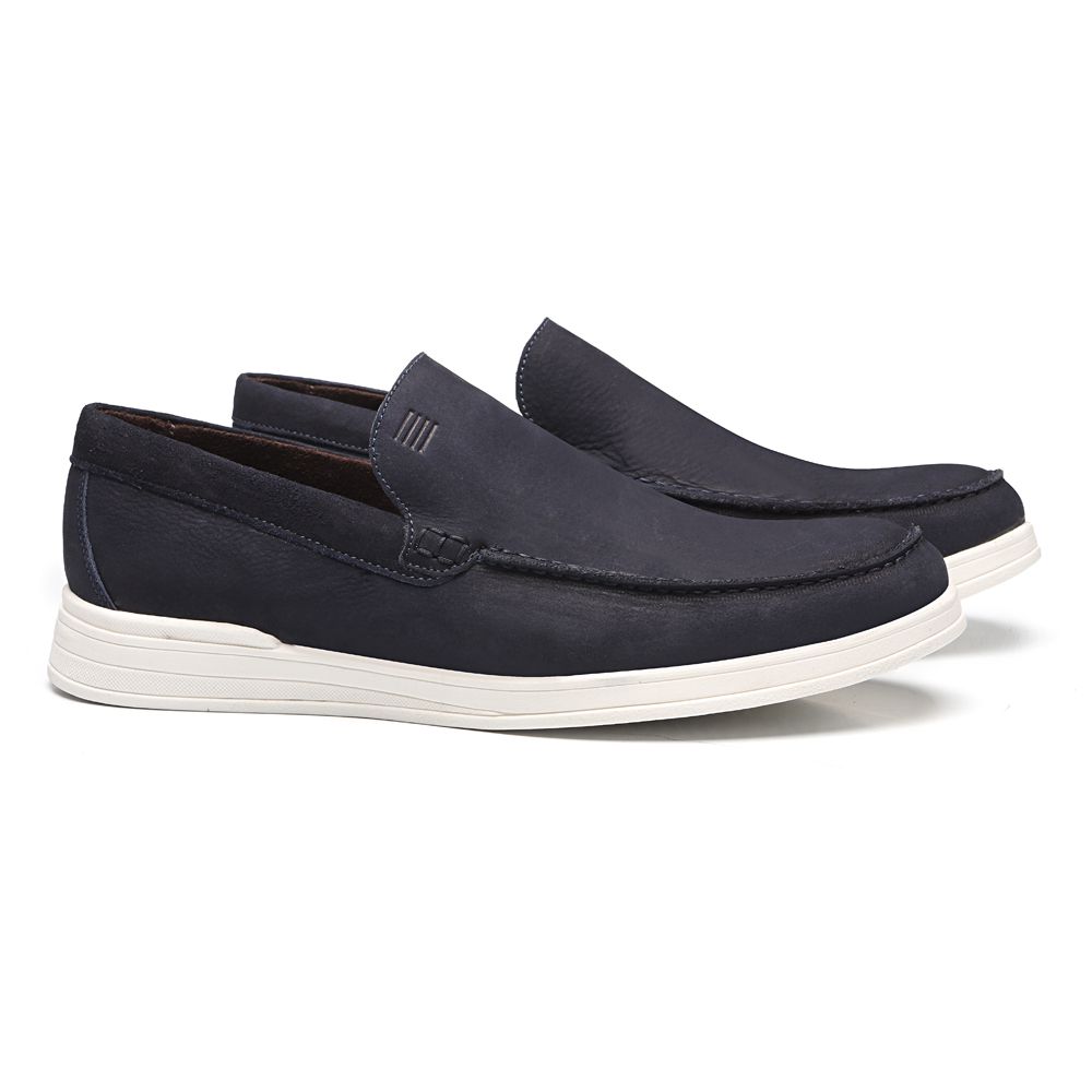 SAPATO MOCASSIM MASCULINO CASUAL EM COURO AZUL