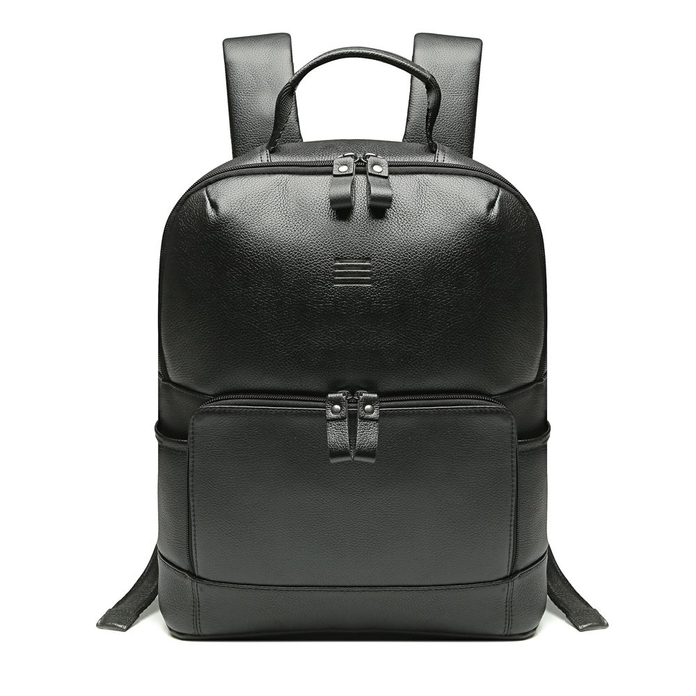 MOCHILA PORTA NOTEBOOK MASCULINA EM COURO PRETO 