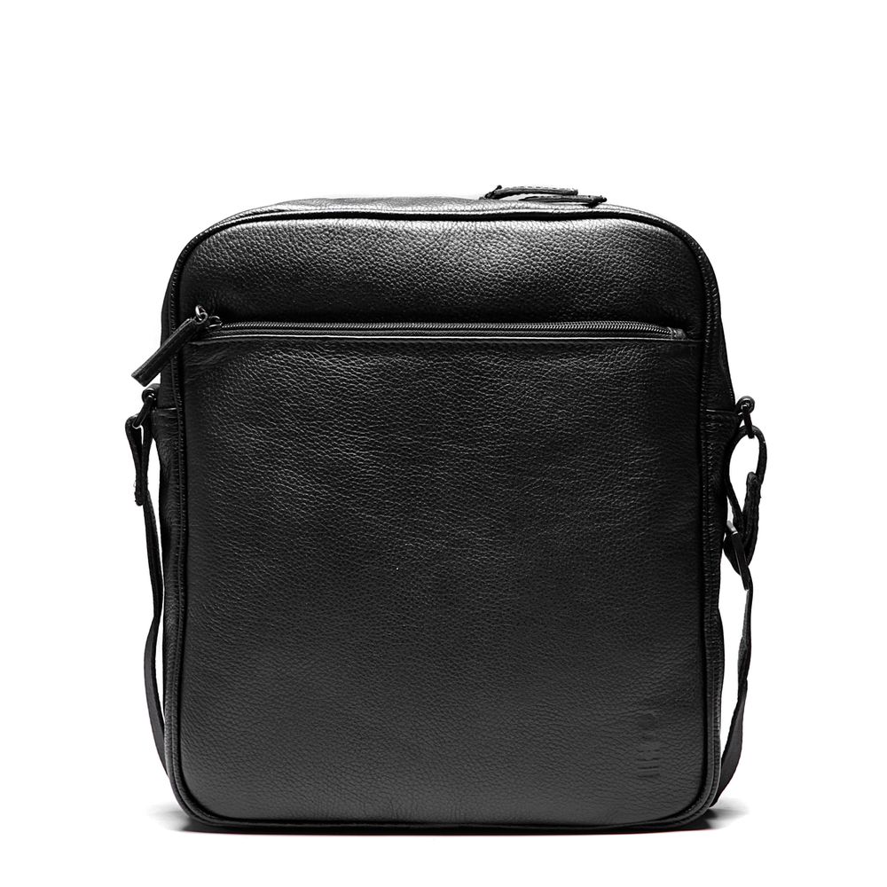 BOLSA TIRACOLO PORTA NOTEBOOK DE ATÉ 13'' MASCULINA EM COURO PRETO 