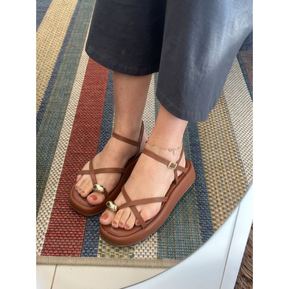 MAYLA - FLATFORM FEMININA DETALHE DEDO NEW WHISKY ... - SEVEN FOR YOU