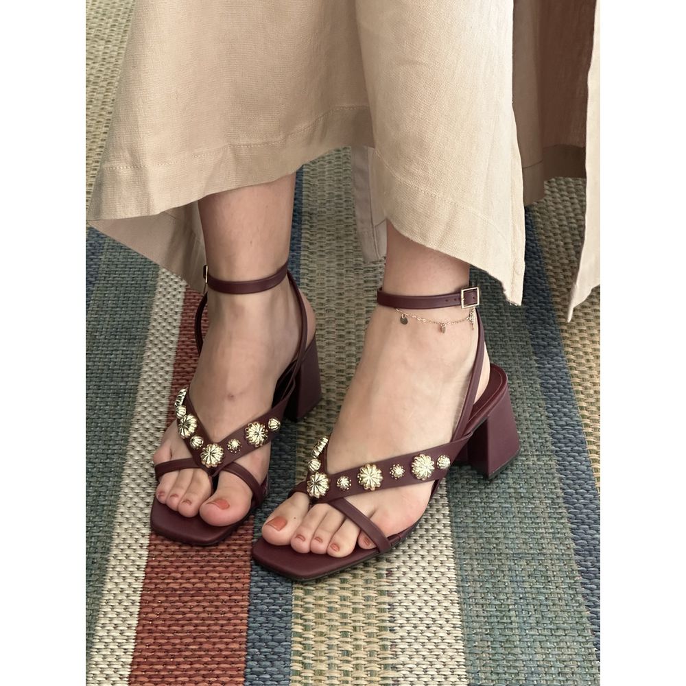 SORAIA - SANDALIA FEMININA SALTO BLOCO 6CM MARSALA... - SEVEN FOR YOU