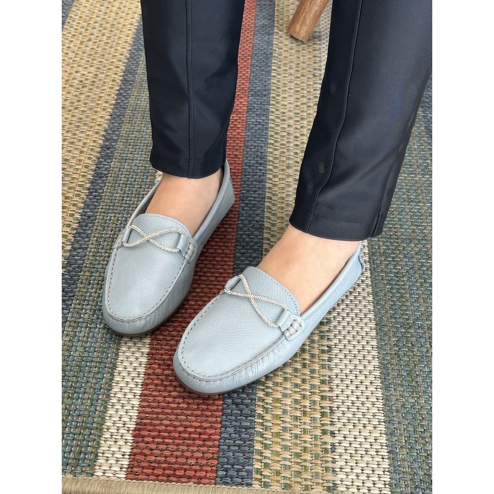 NICE - MOCASSIM FEMININO COURO AZUL CLARO - 000356... - SEVEN FOR YOU