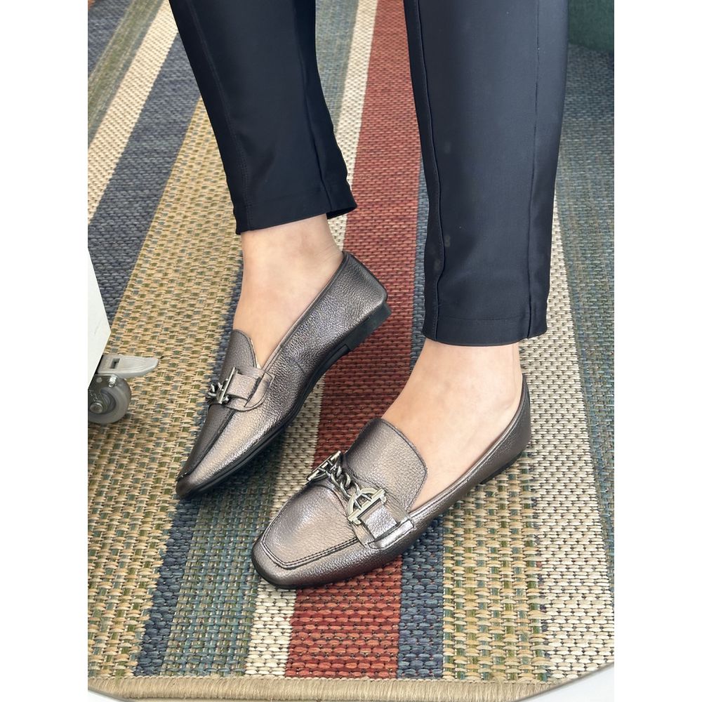 LARISSA - MOCASSIM FEMININO COURO ONIX - 000355007 - SEVEN FOR YOU
