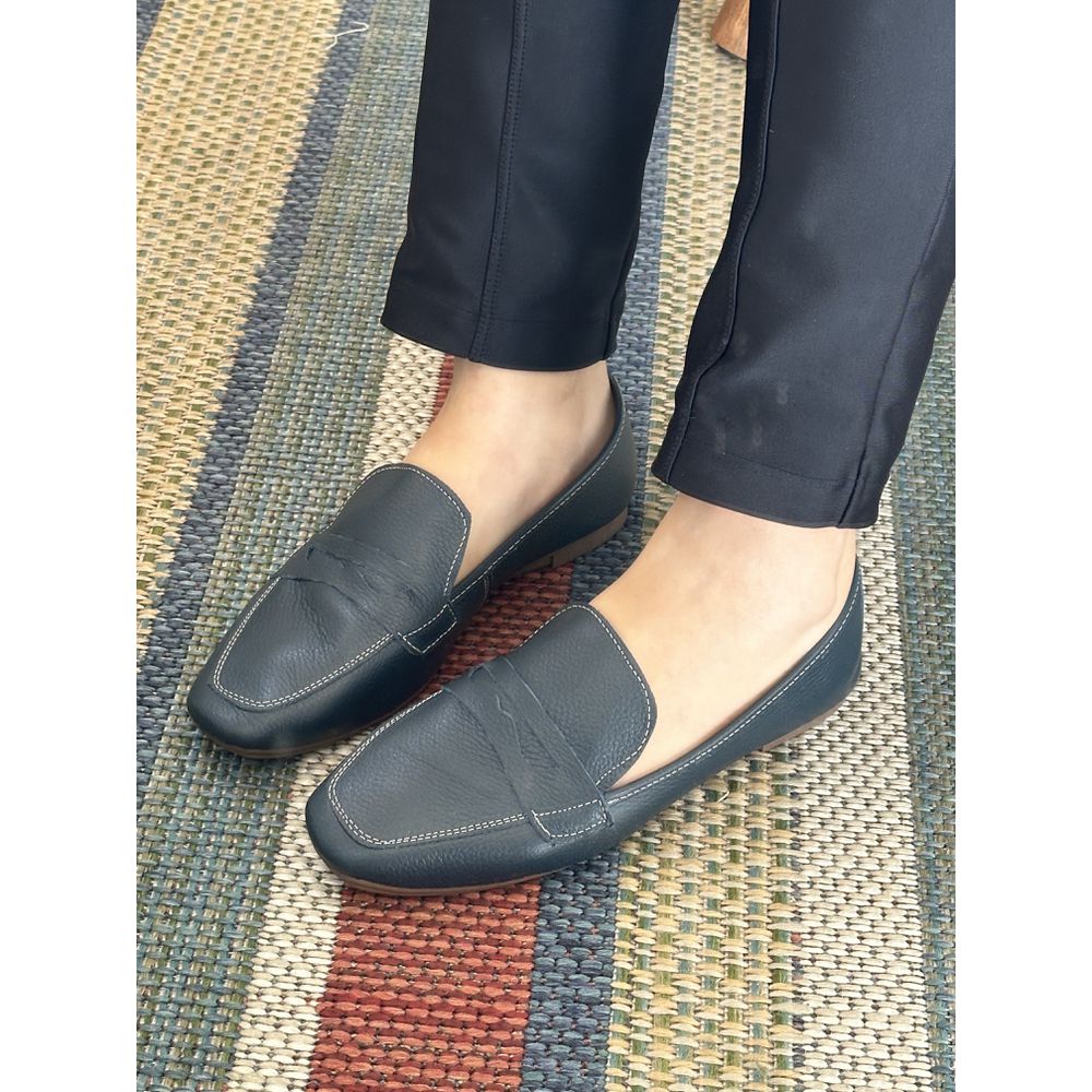 MARTINA - MOCASSIM FEMININO EM COURO AZUL - 00035... - SEVEN FOR YOU