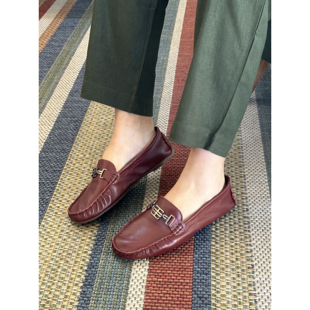 ELAINE - MOCASSIM FEMININO EM COURO MARSALA - 0003... - SEVEN FOR YOU